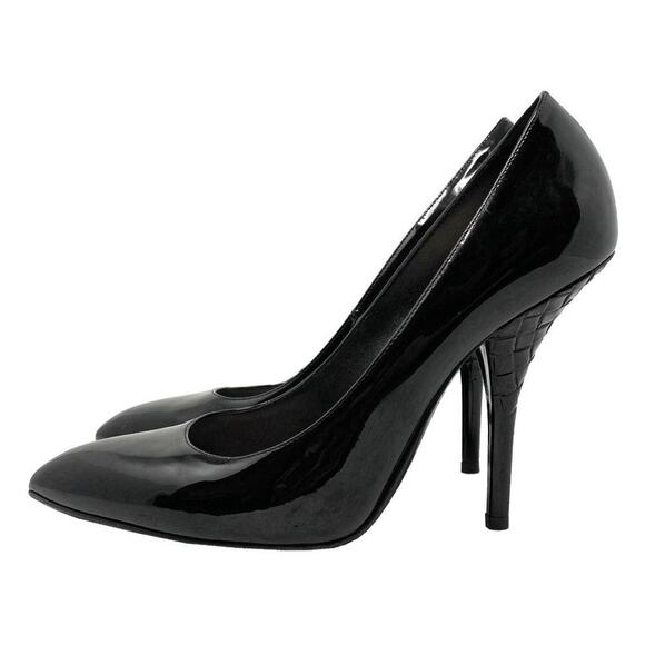 Bottega Veneta Shoes - Bottega Veneta Black Patent Intrecciato Stiletto Pumps Size 40.5